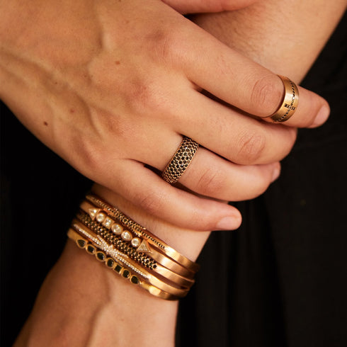 in black diamonds and rose gold<br>shop the look > it’s black and white <span class='visuallyhidden'>Call, text 323-404-2959 for shopping help.</span>